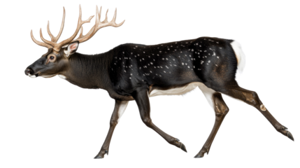 Majestic Male Deer with Antlers Walking Gracefully in Natural Habitat