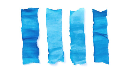 Blue ripped paper torn edges strips isolated on transparent background
