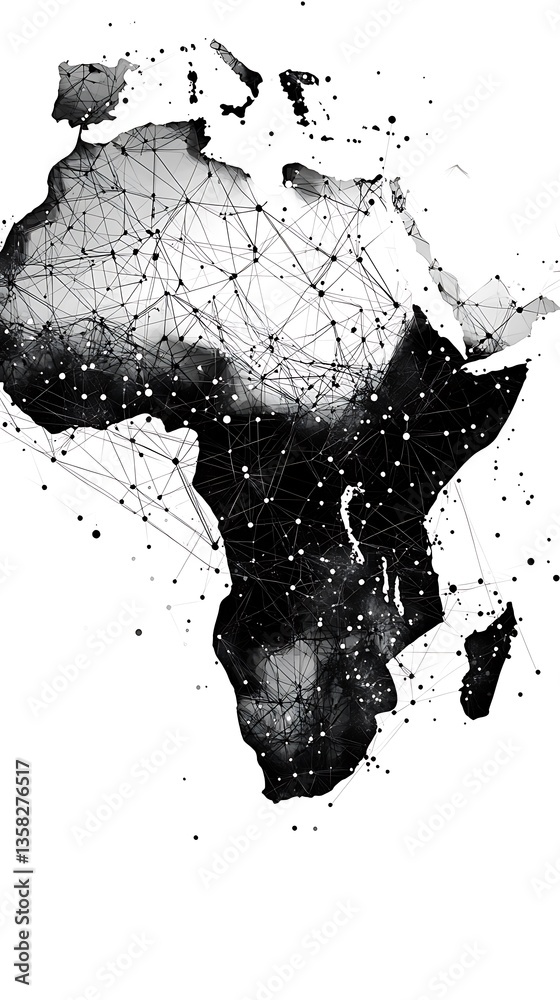 Aufkleber Abstract African Continent Network Connection Map Graphic Design