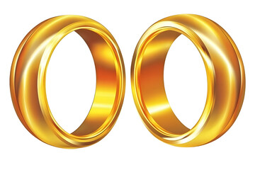 Illustration Golden Wedding Rings for Eternal Love on Transparent Background