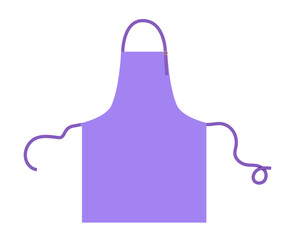 Apron Classic Bib short technical fashion illustration. Chef uniform for cooking purple cartoon Flat sketch outline apparel template front view. Women, men unisex mockup isolated on white background