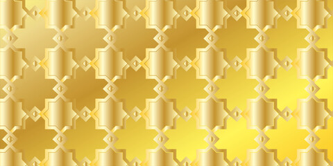 Arabic pattern background. Islamic gold ornament vector. Geometric 3d shape.
