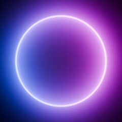 Illuminated Neon Circle in Blue and Purple Tones on a Dark Background.