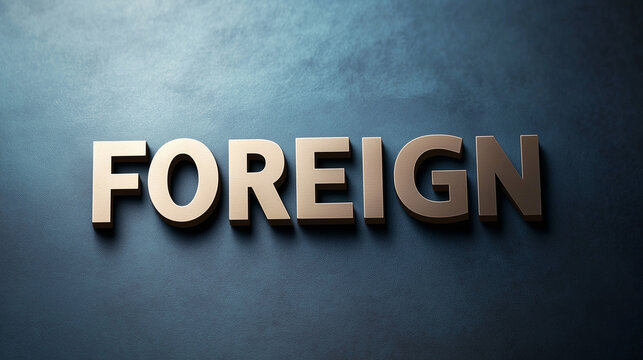 Golden foreign word on blue textured background