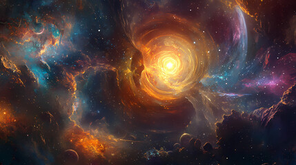 A shimmering guide revealing the secrets of the cosmic abyss with radiant elegance. Boundless Abyss. Illustration
