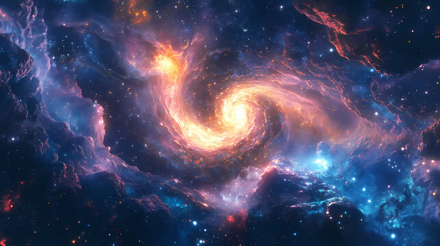 A shimmering guide revealing the secrets of the cosmic abyss with radiant elegance. Boundless Abyss. Illustration