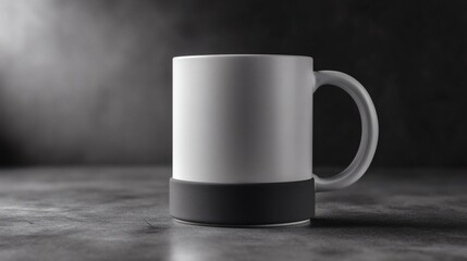 Obraz premium Monochromatic minimalism: A serene studio shot of a modern white coffee mug