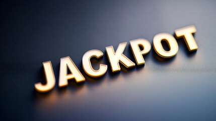Jackpot in gold letters shining on dark background