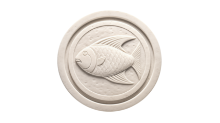 colored coin with a fish, Animal coin, Investment symbol, fish on the coin. Isolated on white background, a fish in a circle, logo design showcases
