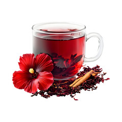Hibiscus Tea with Cloves and Cinnamon Isolated on Transparent Background