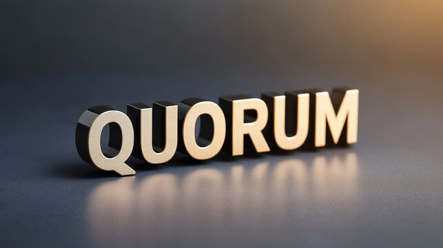 Golden quorum sign representing minimum number of members present at meeting