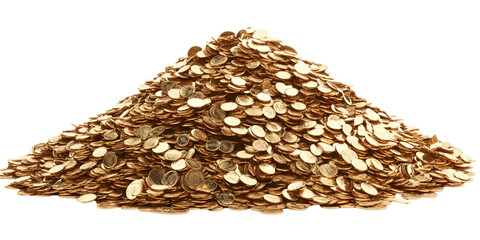 Isolated Transparent Background Gold Coins Pile Wealth Treasure