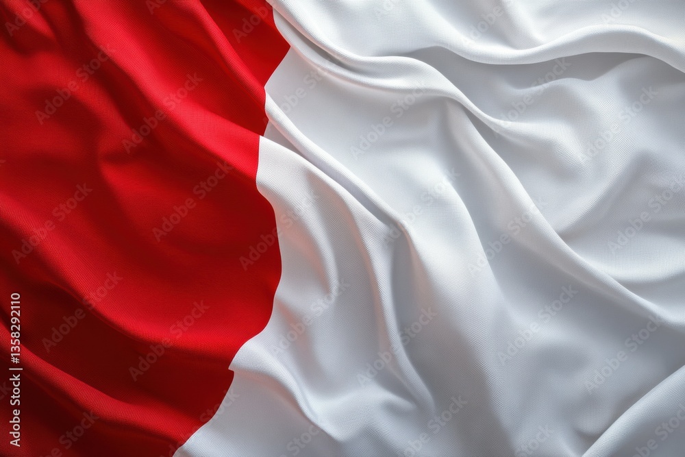 Poster National flag waving gently in soft light with detailed fabric texture against a minimalistic background Generative AI