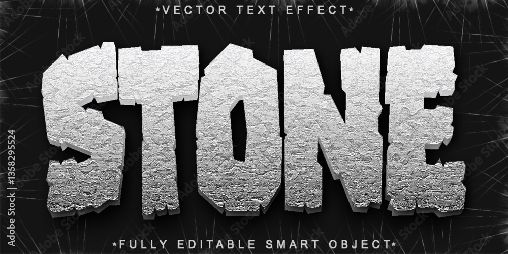 Poster stone vector fully editable smart object text effect