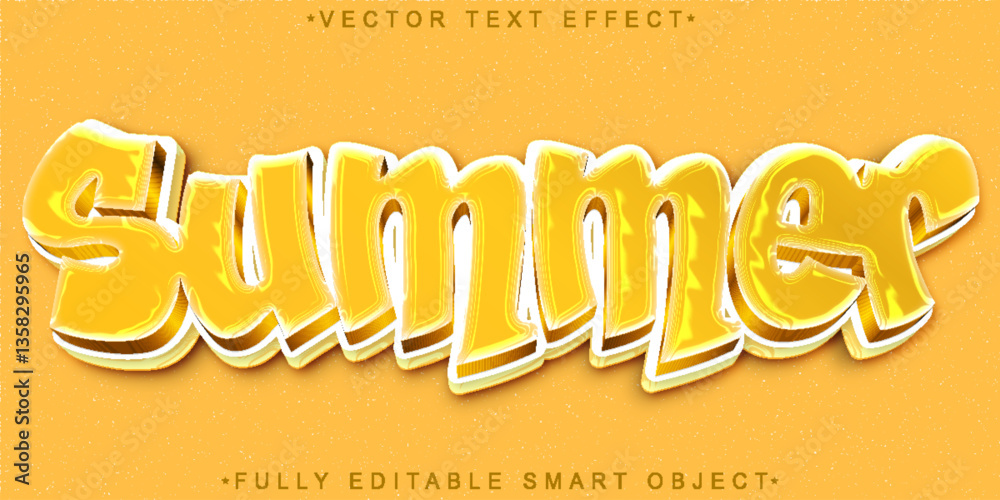 Poster yellow summer vector fully editable smart object text effect