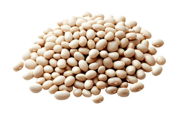 Isolated Heap of White Beans Legume on Transparent Background Food