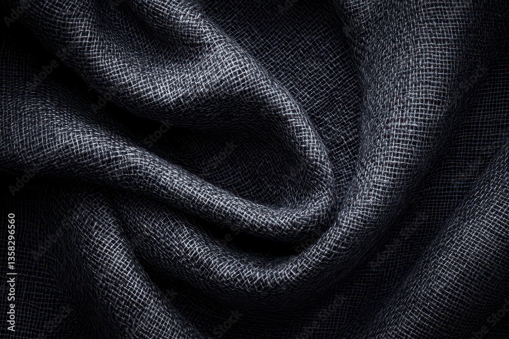 Poster textured gray fabric draped elegantly showcasing waves and shadows in soft lighting