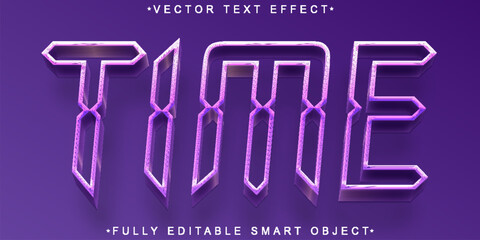 Cartoon Purple Time Vector Fully Editable Smart Object Text Effect