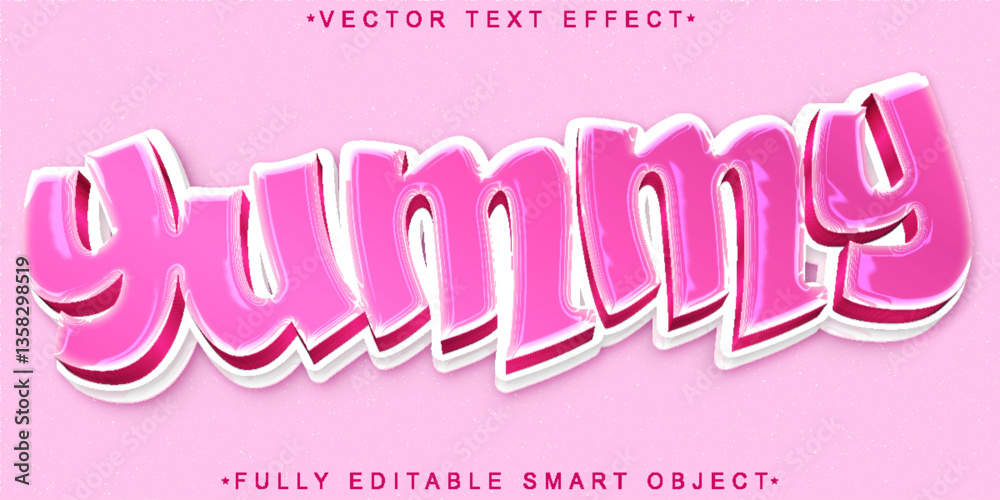 Poster pink soft yummy vector fully editable smart object text effect