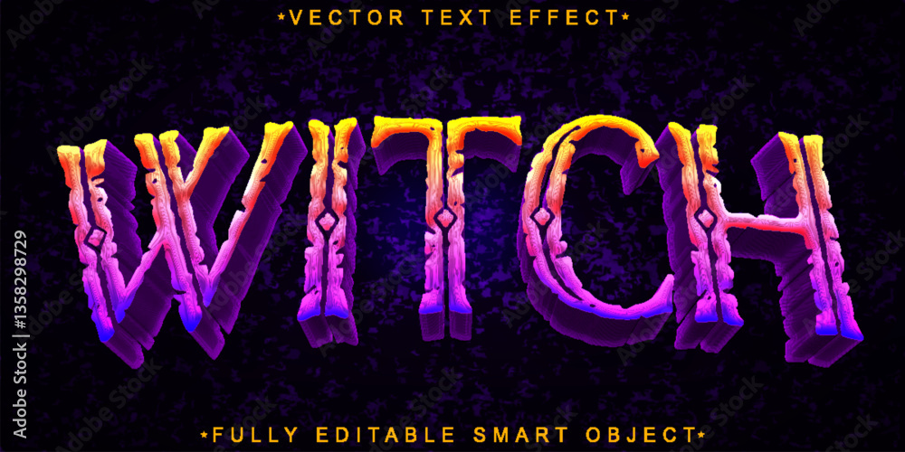 Poster magical witch vector fully editable smart object text effect