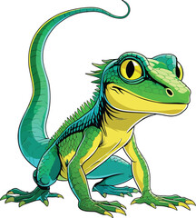 Obraz premium Cute cartoon lizard isolated on white background