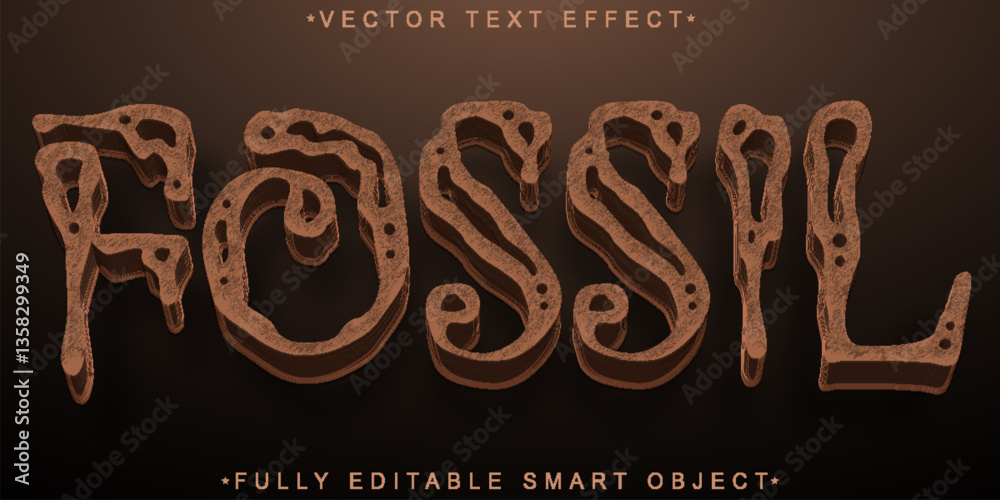 Poster fossil vector fully editable smart object text effect
