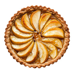 A Rustic Pear Tart with Sliced Apples Isolated on Transparent Background