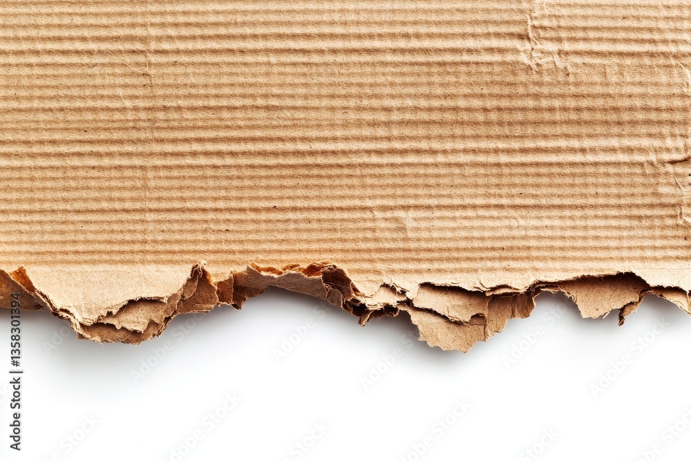 Poster Torn cardboard texture showing detailed layers and irregular edges in natural light suitable for crafts and design projects