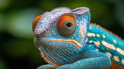 Close-up of a vibrant chameleon