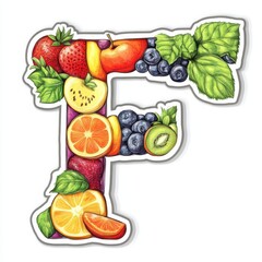 Sticker of the Letter 'F' on white background
