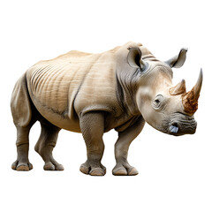 Obraz premium Majestic White Rhinoceros Isolated on Black Background