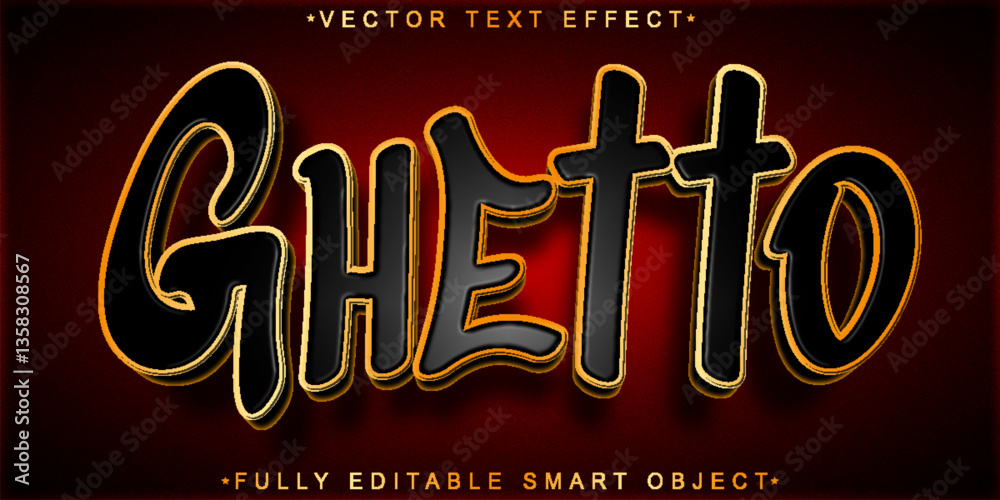 Poster shiny graffiti red ghetto vector fully editable smart object text effect
