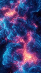 Obraz premium Nebula Turquoise and fiery orange nebula gas swirling. Dark speckled background