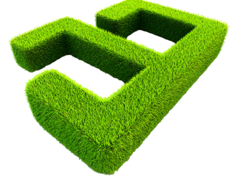 Illustration of Green Hedge Number Three on Transparent Background