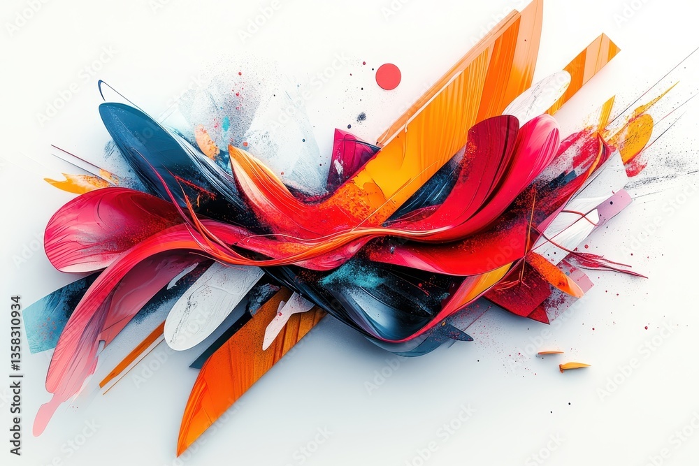 Poster Colorful abstract art with dynamic shapes and textures creating a vivid visual experience in a contemporary design