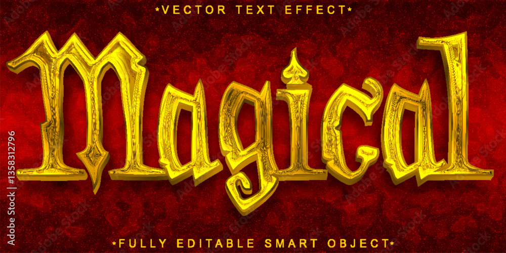 Poster red and golden magical vector fully editable smart object text effect