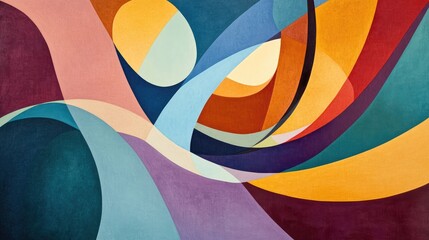 Obraz premium Vibrant Abstract Composition with Flowing Shapes and Bold Colors in a Dynamic Artistic Style