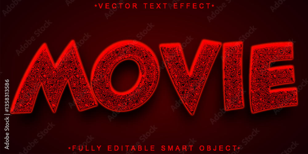 Poster red movie vector fully editable smart object text effect