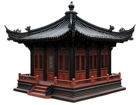 3D Rendering Of Chinese Pavilion With Traditional Asian Architecture