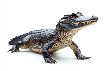 Obraz premium Unique alligator specimen resting on light background showcasing intricate textures and features in a natural pose