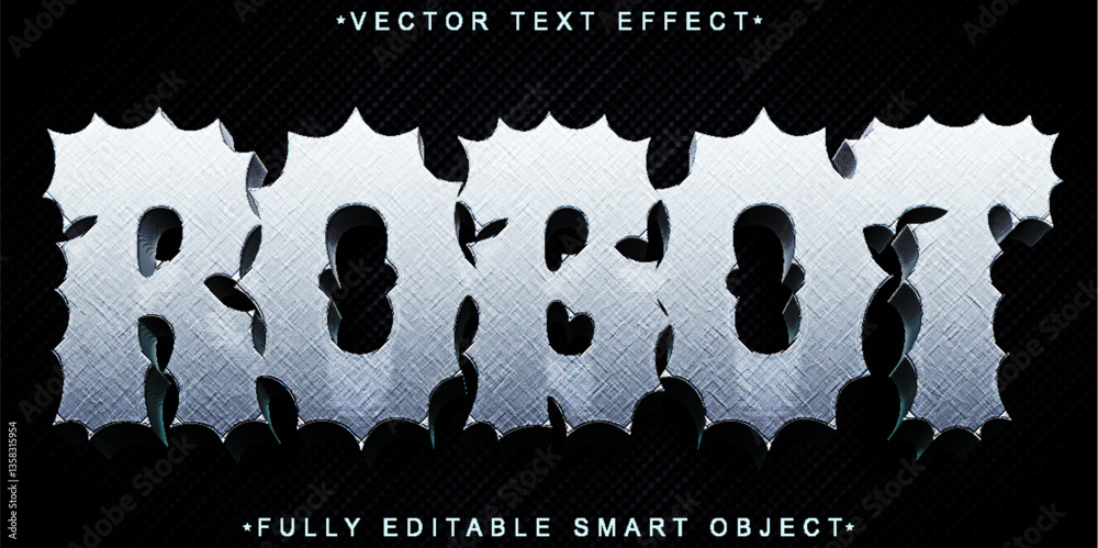 Poster Silver Robot Vector Fully Editable Smart Object Text Effect