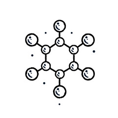 Vector illustration of a smiling molecule structure. Isolated stock image perfect for science, education, and playful chemistry-themed designs with a fun and minimal style.