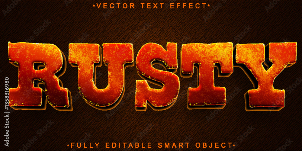 Poster worn rusty bronze vector fully editable smart object text effect