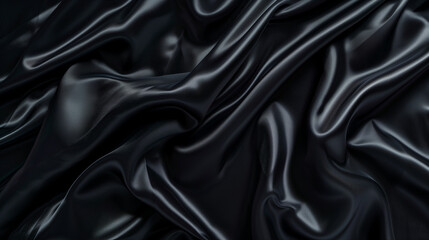 Obraz premium Black luxury fabric background with copy space,elegant dark textile texture, smooth silk black fabric, soft velvet fabric backdrop, premium black satin texture, high-quality textile background, black 