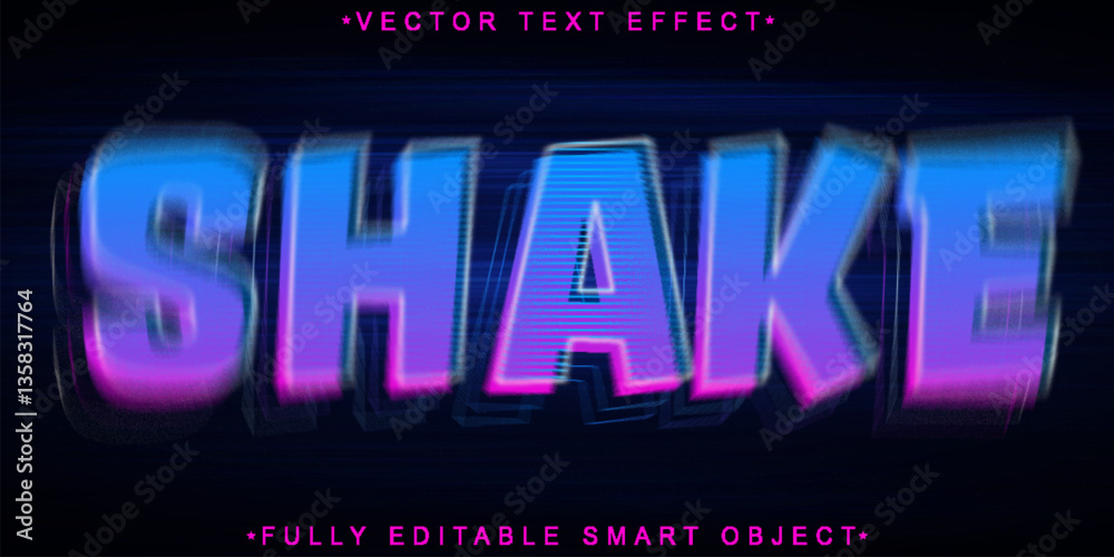 Poster cartoon shake vector fully editable smart object text effect