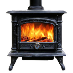 A Fire Crackling in a Wood Stove Isolated on Transparent Background
