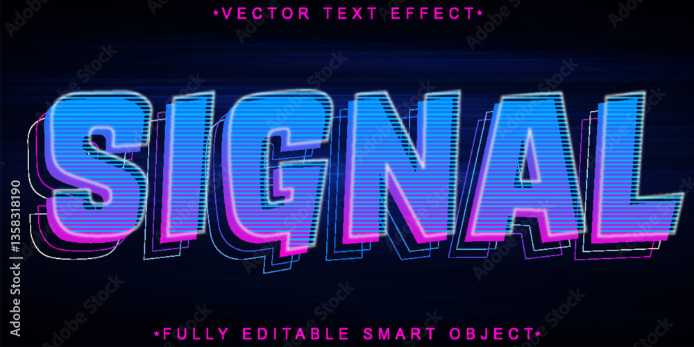 Poster colorful signal vector fully editable smart object text effect