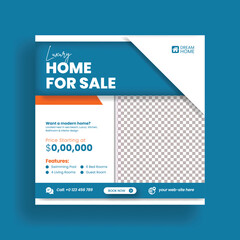 editable social media post, banner, ad template for Real estate house sale property business,  modern Real Estate social media square flyer or poster design