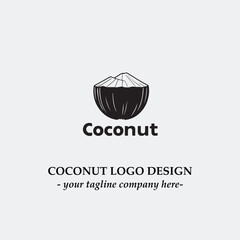 coconut illustration for logo company black and white vector image