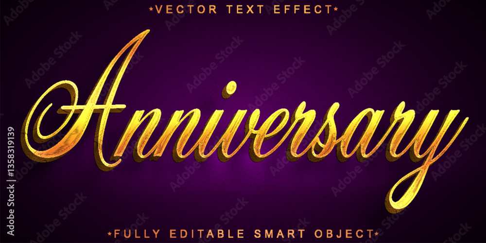 Poster anniversary vector fully editable smart object text effect